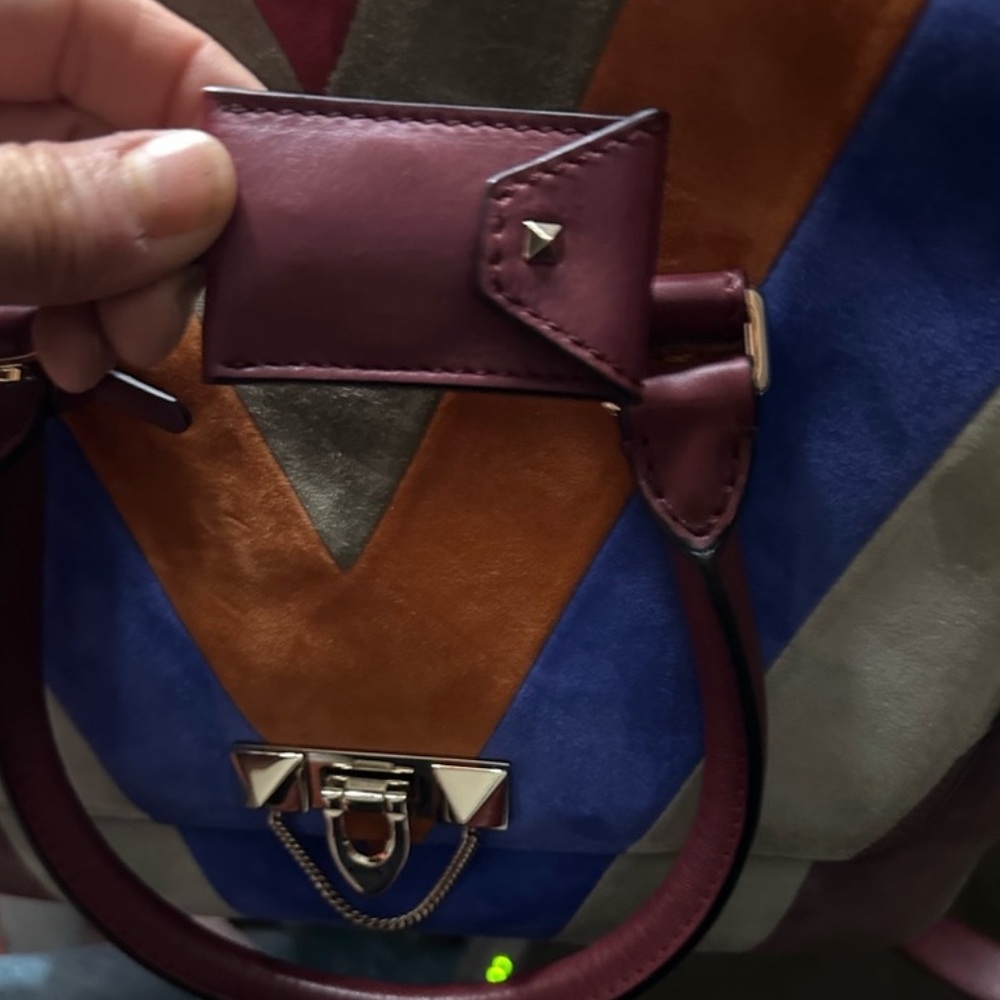 Valentino Multicolor Chevron leather Satchel - Picture 6 of 12